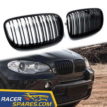 RacerSpares Glossy Black Front Kidney Grill Grille Dual Slats for BMW E70 X5 E71 X6 2007-2013 fg144