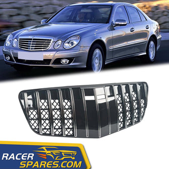 RacerSpares Chrome Front Grill Grille Maybach Style For Mercedes Benz W211 E-CLASS Facelift 2007-2009 w/o Camera