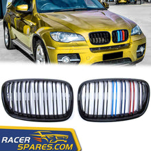 RacerSpares M-Color Glossy Black Front Kidney Grill Grille Dual Slats for BMW E70 X5 E71 X6 2007-2013 fg103