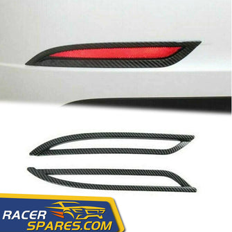 RacerSpares Carbon Fiber Look Rear Fog Light Lamp Cover Trim For Tesla Model 3 2017-2022