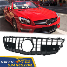 Black GT Style Front Grill Grille For Mercedes-Benz R231 SL Pre-facelift 2013-2016 w/o Camera