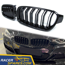 RacerSpares Gloss Black Front Kidney Grill Grille Dual Slats for BMW 3 Series F30 2012-2018 fg42