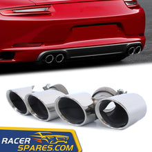 Silver Exhaust Tips For Porsche 911 Carrera 991.2 2016-2018