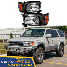 RacerSpares Black Glass Headlight + Corner Light Pair For Toyota 4Runner w/ Bulb 1996 1997 1998