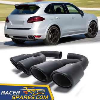 Matte Black Exhaust Tips for Porsche 958 Cayenne 92A V6 Long Pipe 2011-2014