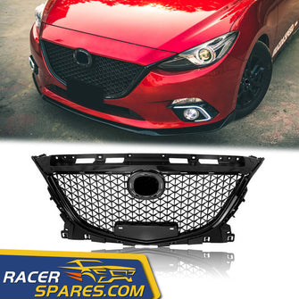 RacerSpares Front Bumper Grille Honeycomb Mesh Grill for Mazda 3 Axela 2014 2015 2016