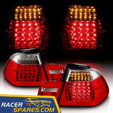 RacerSpares LED Red Clear Tail Lights Taillights For BMW E46 3-Series 4-Door Sedan 1999 2000 2001