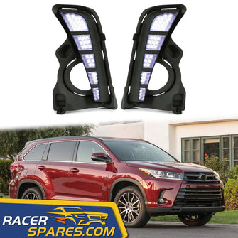 RacerSpares LED DRL Daytime Running Light/Front Fog Lights For Toyota Highlander 2017 2018 2019