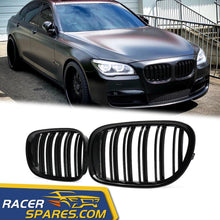 RacerSpares Gloss Black Dual Slats Front Kidney Grille Grill For BMW 7 Series F01 F02 740i 750i 760i 2009-2015