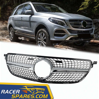 RacerSpares Chrome Diamond Front Grille Grill For Mercedes-Benz W166 GLE-CLASS facelift 2016-2019