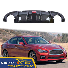 RacerSpares Carbon Fiber Look Rear Diffuser Lip for Infiniti Q50 2014-2017 W/ LED Light