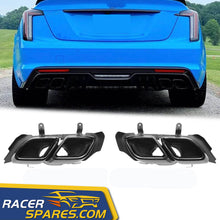 RacerSpares Black Stainless Steel Rear Exhaust Muffler Tips For Cadillac CT5 2020-2023