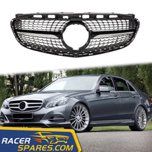 RacerSpares Black Diamond Grille Front Bumper Grill For Mercedes-Benz E-Class W212 Sedan Wagon 2014-2016 w/o front camera