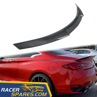 RacerSpares Carbon Fiber Rear Trunk Spoiler Wing M4 Style For Infiniti Q60 Coupe 2017-2021 if5