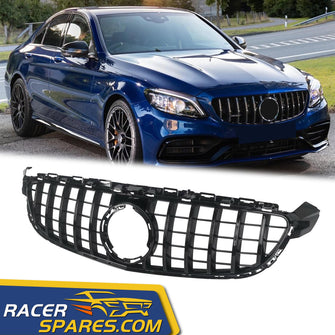 All Black GT Grille Front Bumper For Mercedes Benz W205 C63 C63 AMG S 2019-2021