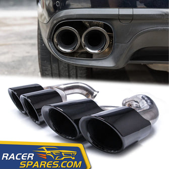 Black Exhaust Tips For Porsche Cayenne V6 Long Pipe 2014-2017