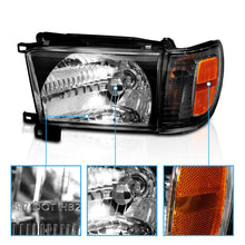 RacerSpares Black Glass Headlight + Corner Light Pair For Toyota 4Runner w/ Bulb 1996 1997 1998