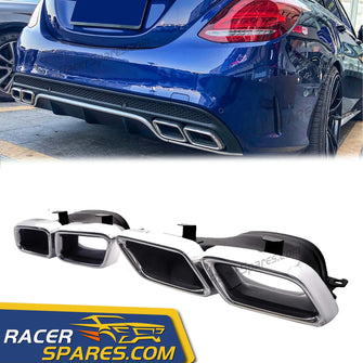 Chrome Exhaust Pipe Muffler Tips for Mercedes Benz C-Class W205 C63 C63s AMG 2015-2018 et69