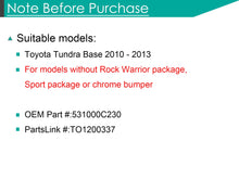 Chrome Front Bumper Grill Grille fits 2010-2013 Toyota Tundra w/o Rock Warrior or Sport PKG