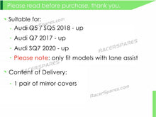 Gloss Black Mirror Cover Caps For Audi Q5 SQ5 Q7 SQ7 With Lane Assist 2017-2021 mc125