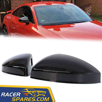 Glossy Black Mirror Cover Caps For Audi MK3 8S TT TTS TTRS R8 W/ Lane Assist 2015-2022 mc160