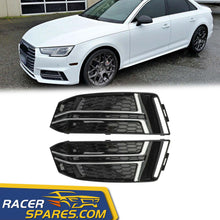 RacerSpares Front Fog Light Covers Grille Grill fits for Audi A4 B9 S-Line S4 2017-2019