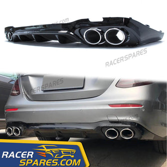 Bumper Diffuser Valance + Chrome Exhaust Tips Fits Mercedes W213 Sedan AMG 2016-2019 di30