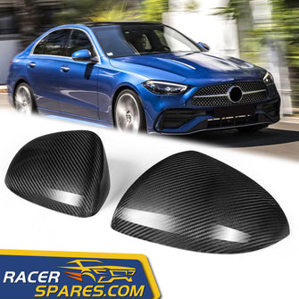 RacerSpares Dry Carbon Fiber Mirror Covers Replace For Mercedes Benz W206 C-Class W223 2022+ mc154