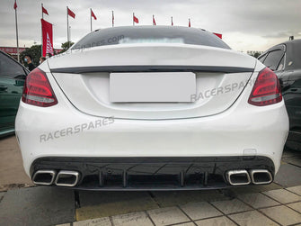 Rear Diffuser + Chrom Exhaust Tips C63S Style for Mercedes W205 Sedan C250 C300 C43 AMG Sport Bumper di62