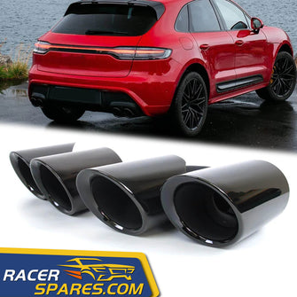 RacerSpares Black Rear Exhaust Muffler Tips End Pipe For Porsche Macan Base 2.0L 2022+