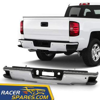 RacerSpares Step Bumper Rear Face Bar Chrome New for Chevy Silverado 1500 GMC 1500 2014 2015 2016 2017 2018 GM1103175