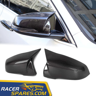 RacerSpares Dry Carbon Fiber Mirror Cover Caps Replace for BMW X1 F48 F49 Z4 G29 mc150