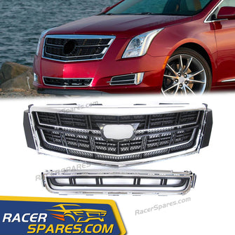 Radiator Front Upper Grille Lower Grill With Chrome Outer Frame For Cadillac XTS 2013-2017 fg200