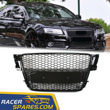 RacerSpares Front Bumper Grille Honeycomb Grill RS5 Style for Audi A5 S5 2008-2012 Glossy Black