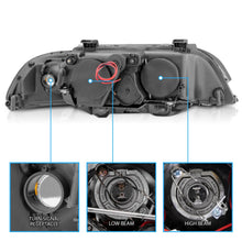 RacerSpares Black Dual Halo Projector Headlights For BMW E39 5-Series 528i/540i 1997-2003