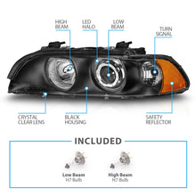RacerSpares Black Dual Halo Projector Headlights For BMW E39 5-Series 528i/540i 1997-2003